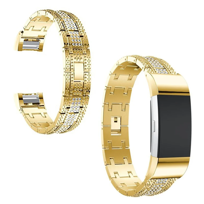 Klassisch Fitbit Charge 2 Metall und Strass armband