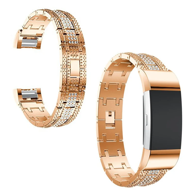 Klassisch Fitbit Charge 2 Metall und Strass armband