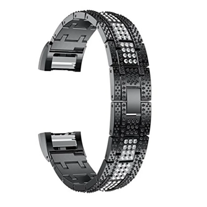 Klassisch Fitbit Charge 2 Metall und Strass armband
