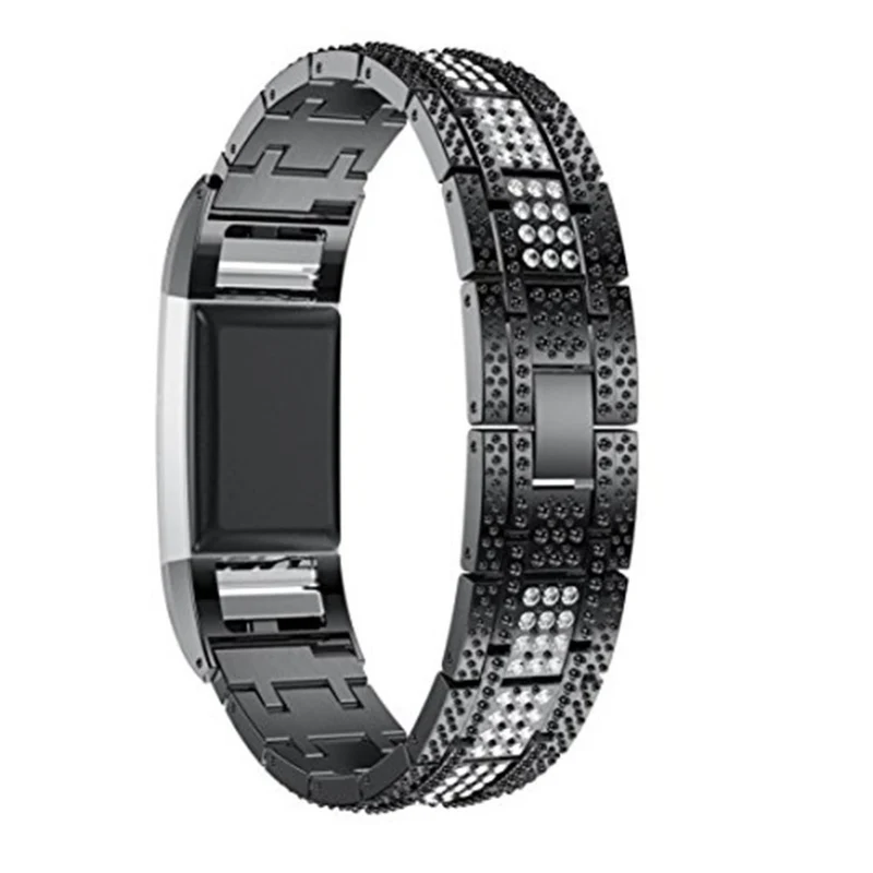 Klassisch Fitbit Charge 2 Metall und Strass armband