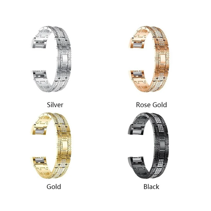 Klassisch Fitbit Charge 2 Metall und Strass armband
