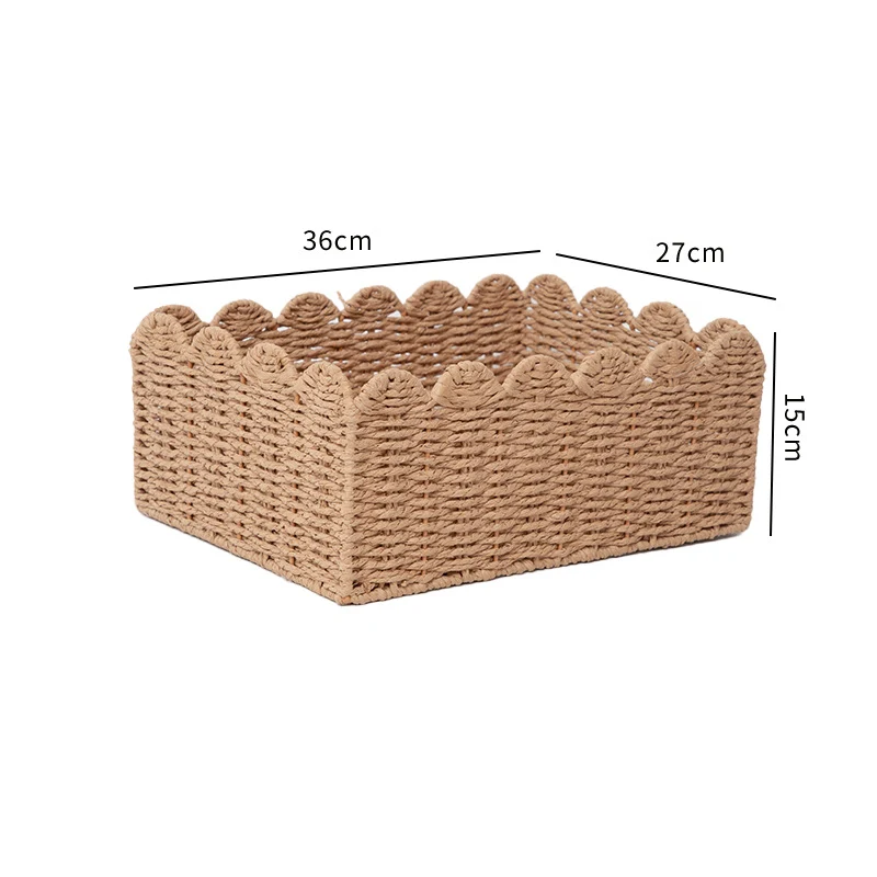 Woven Storage Basket with Decorative Scalloped Edge Karnz