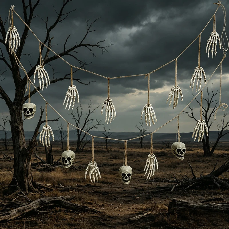 Dekorative Girlande mit Skeletthänden