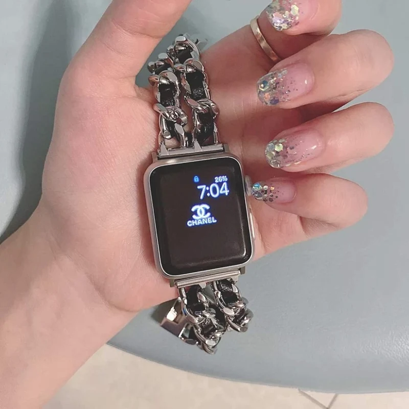 Super schön Universell Apple Metall und Kunstleder armband