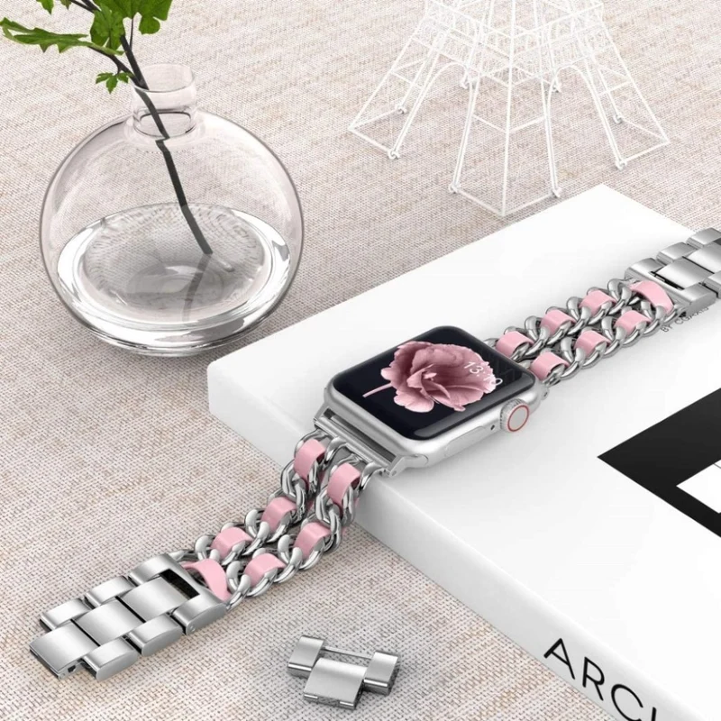 Sehr cool Universell Apple Metall und Kunstleder armband