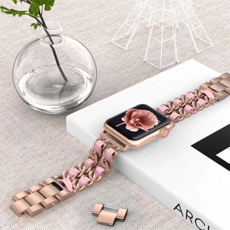 Sehr cool Universell Apple Metall und Kunstleder armband