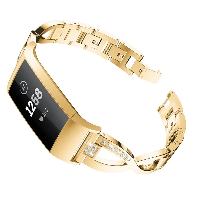 Sehr schön Fitbit Charge 3 Metall und Strass armband