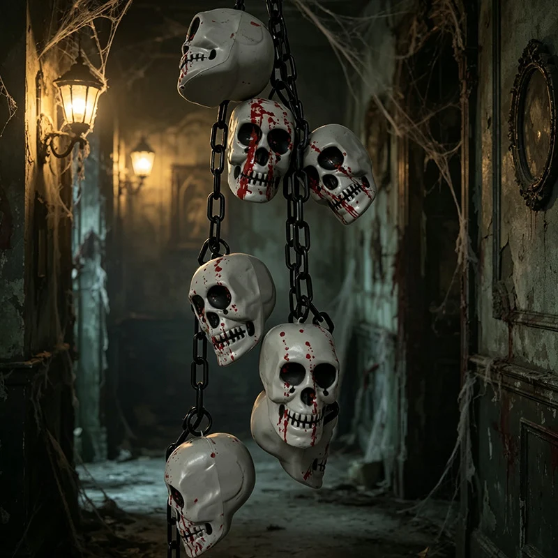 Gruselige Totenkopfketten-Dekoration