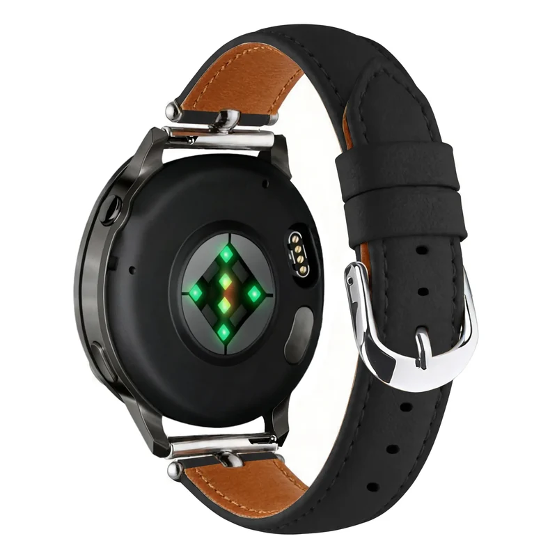 Bandz Amazfit Active 3 Premium Lederarmband 'Bullet' (Schwarz)