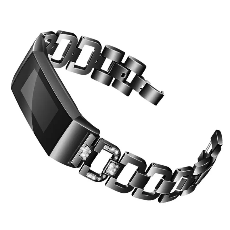 Auffallend schön Fitbit Charge 3 Metall und Strass armband
