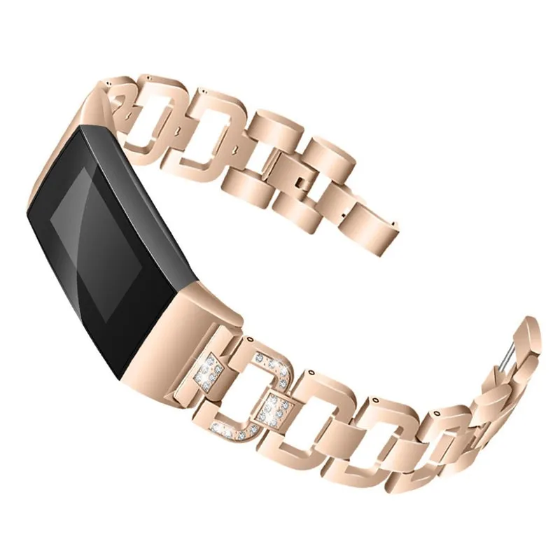 Auffallend schön Fitbit Charge 3 Metall und Strass armband