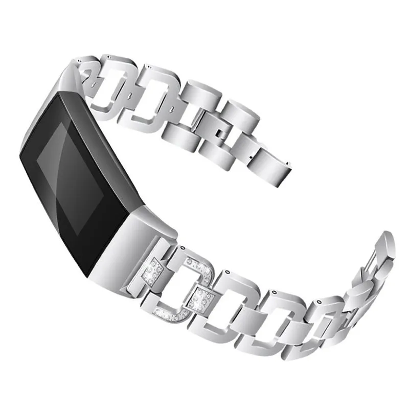 Auffallend schön Fitbit Charge 3 Metall und Strass armband