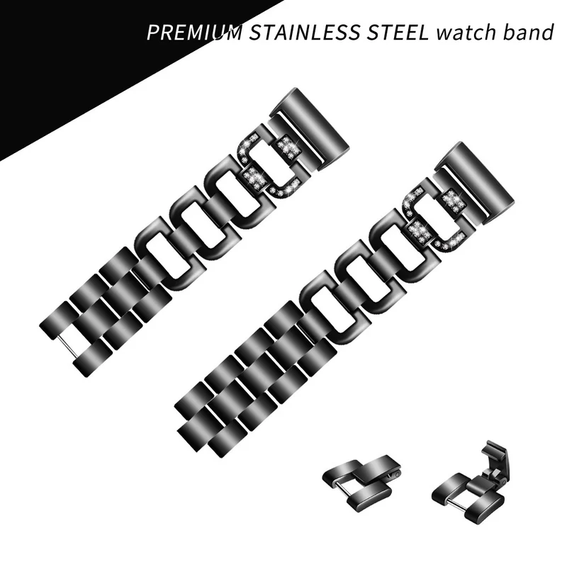 Auffallend schön Fitbit Charge 3 Metall und Strass armband