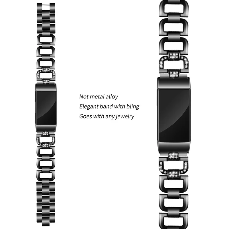 Auffallend schön Fitbit Charge 3 Metall und Strass armband