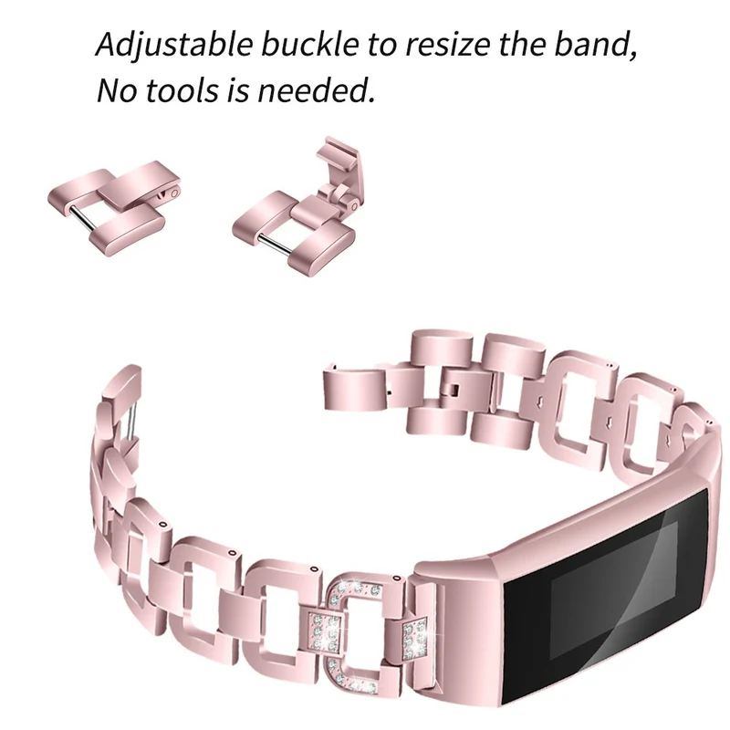 Auffallend schön Fitbit Charge 3 Metall und Strass armband