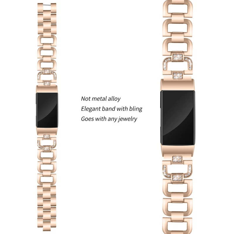 Auffallend schön Fitbit Charge 3 Metall und Strass armband
