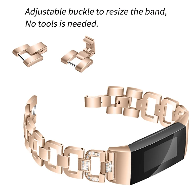 Auffallend schön Fitbit Charge 3 Metall und Strass armband
