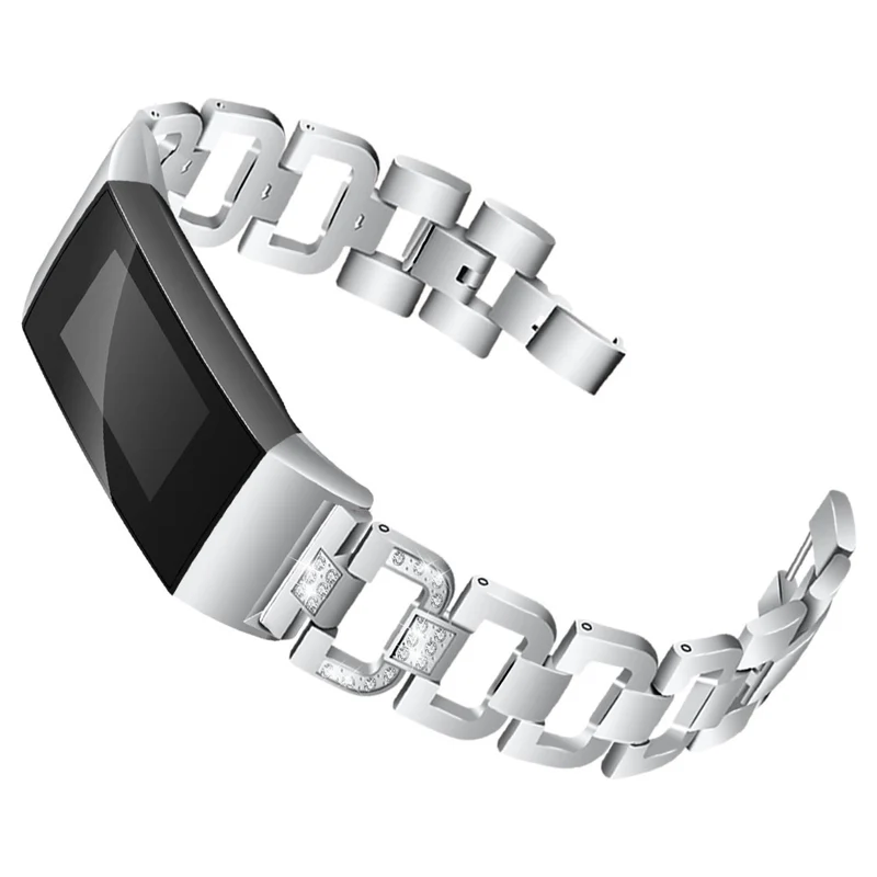 Auffallend schön Fitbit Charge 3 Metall und Strass armband