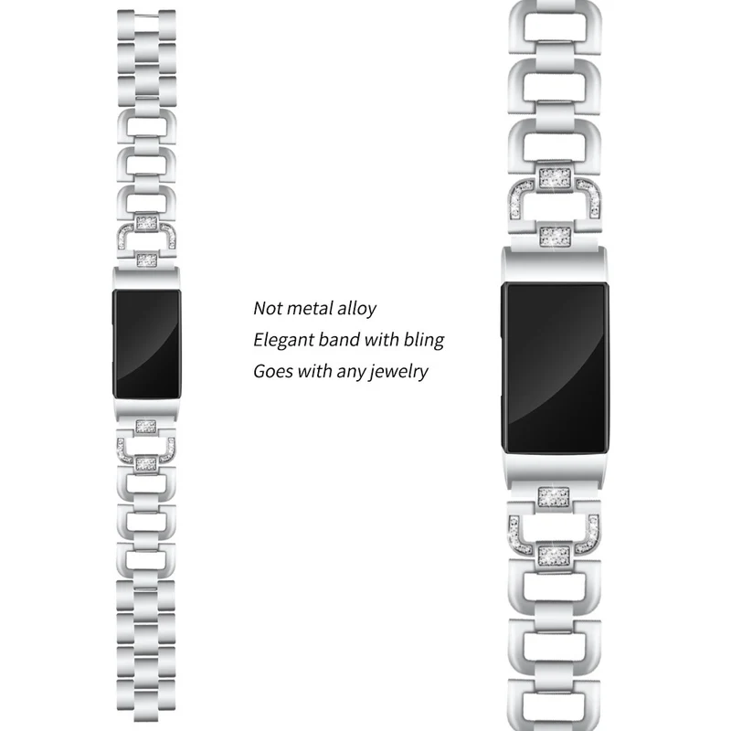 Auffallend schön Fitbit Charge 3 Metall und Strass armband
