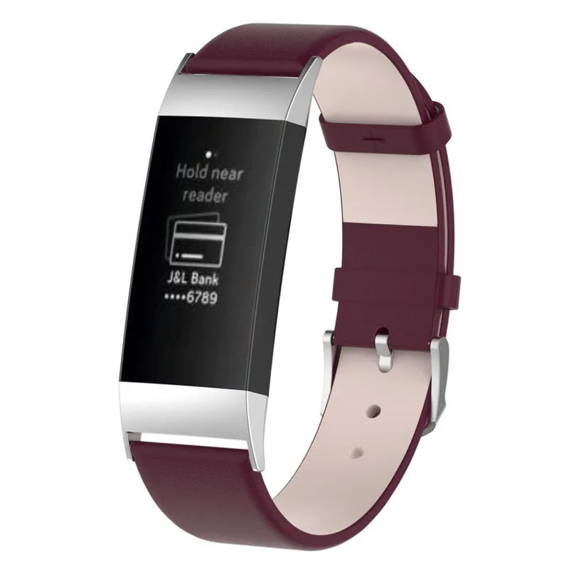 Auffallend stilvoll Fitbit Charge 3 Echtes Leder armband