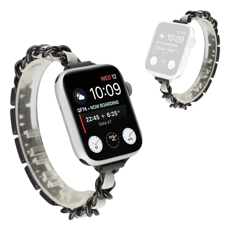 Exquisit Universell Apple Metall und Kunstleder armband