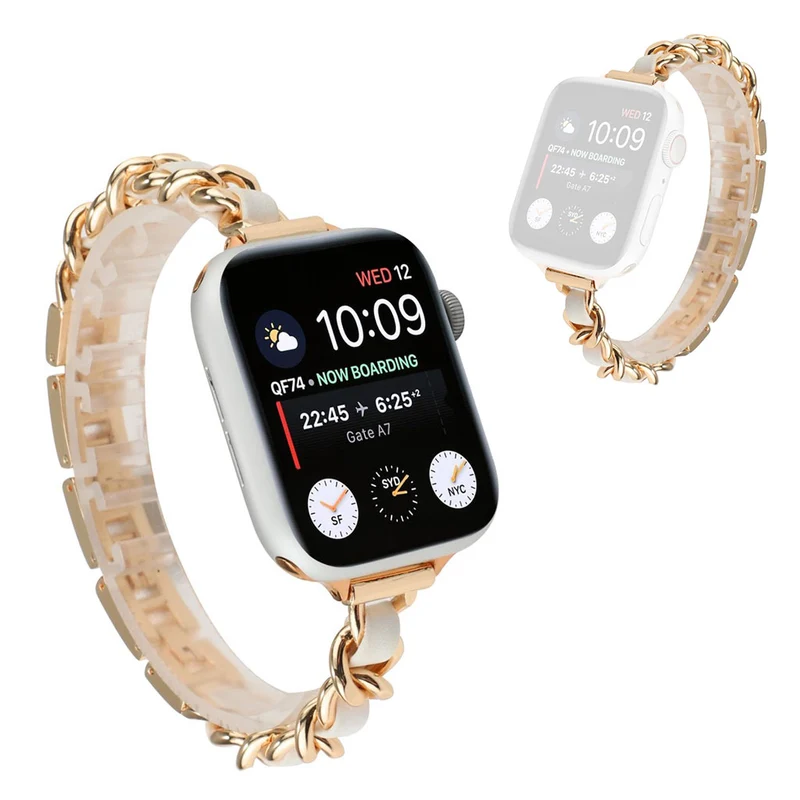 Exquisit Universell Apple Metall und Kunstleder armband