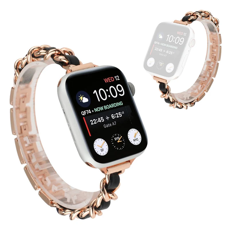 Exquisit Universell Apple Metall und Kunstleder armband
