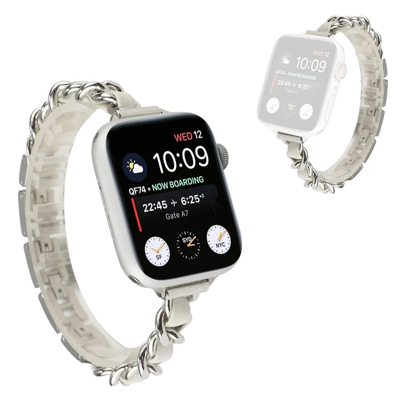 Exquisit Universell Apple Metall und Kunstleder armband