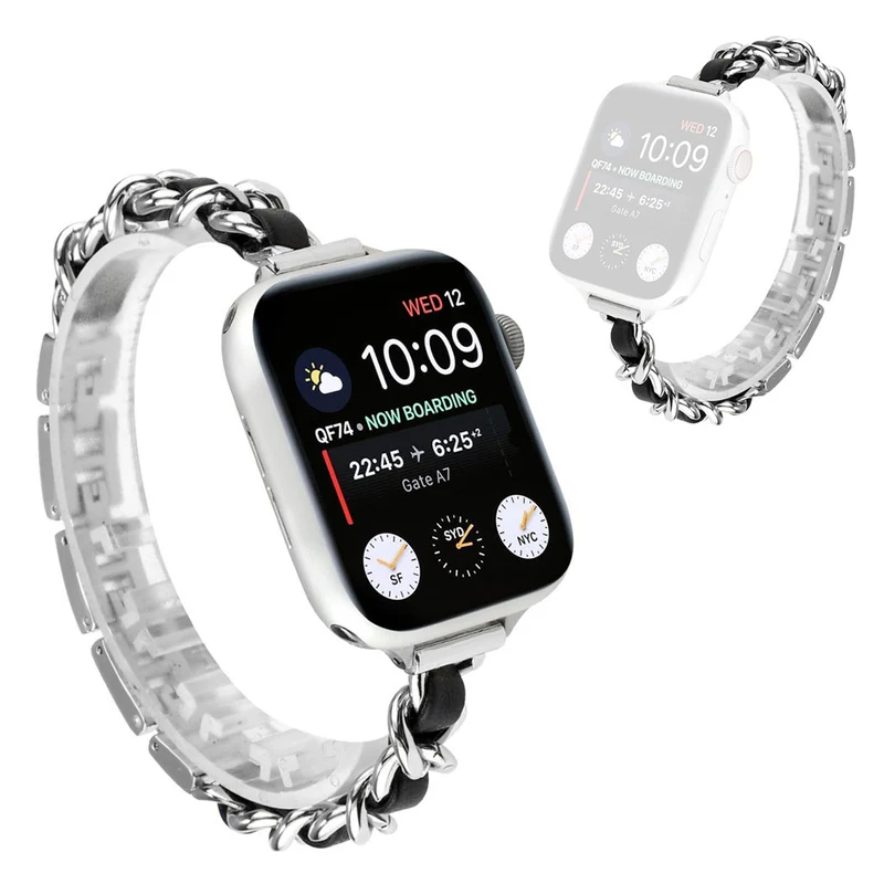 Exquisit Universell Apple Metall und Kunstleder armband