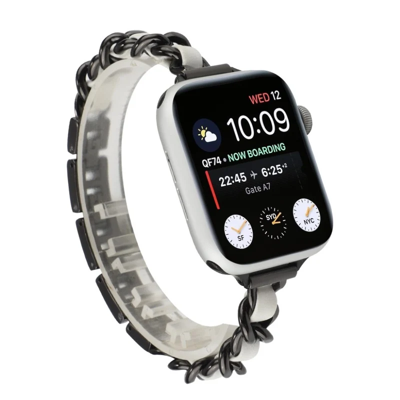 Exquisit Universell Apple Metall und Kunstleder armband