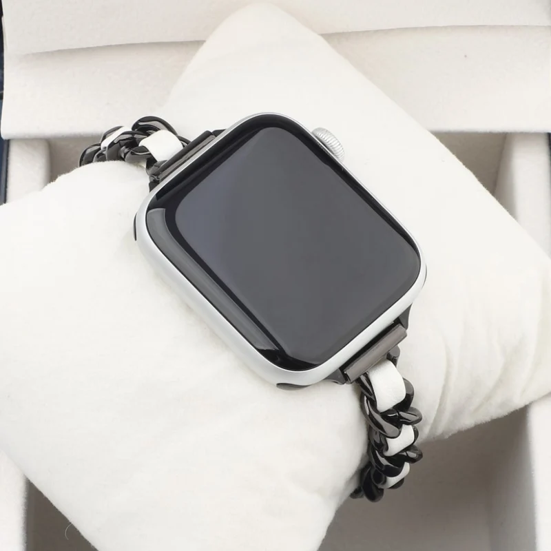Exquisit Universell Apple Metall und Kunstleder armband