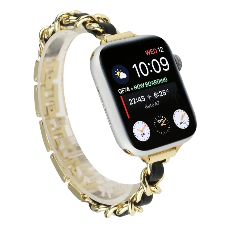 Exquisit Universell Apple Metall und Kunstleder armband