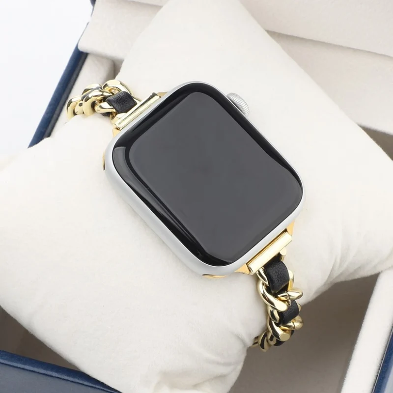 Exquisit Universell Apple Metall und Kunstleder armband