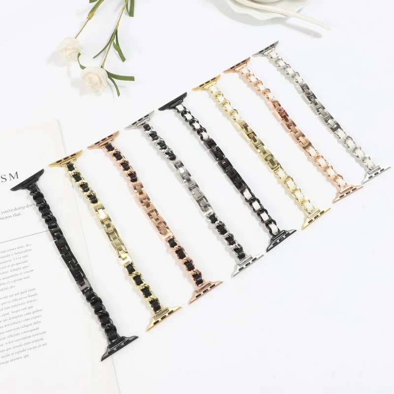 Exquisit Universell Apple Metall und Kunstleder armband