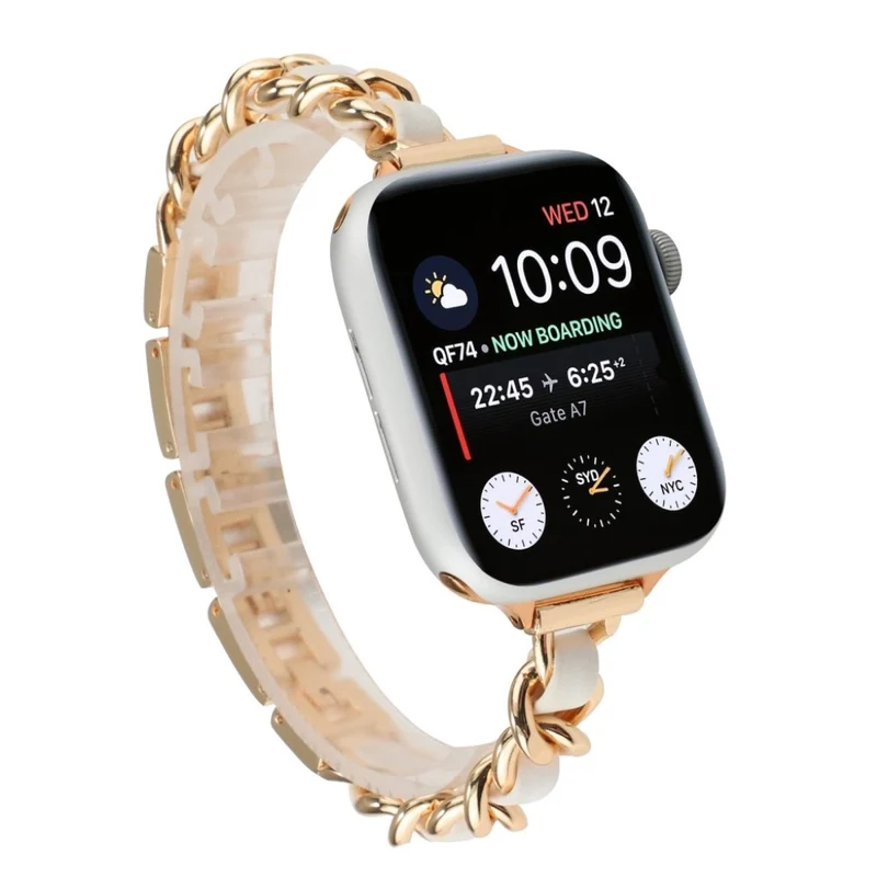 Exquisit Universell Apple Metall und Kunstleder armband