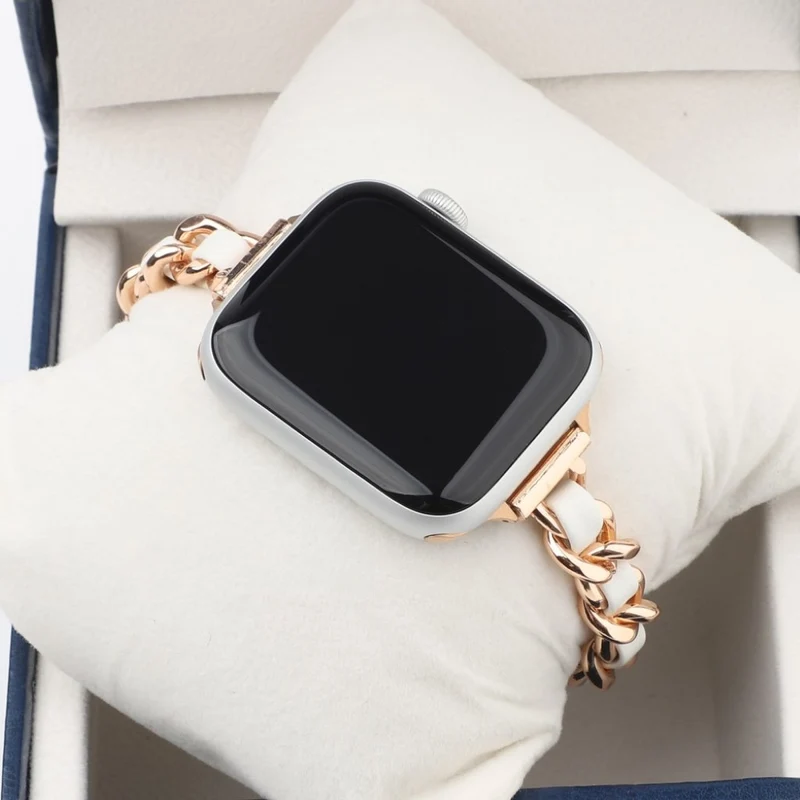 Exquisit Universell Apple Metall und Kunstleder armband