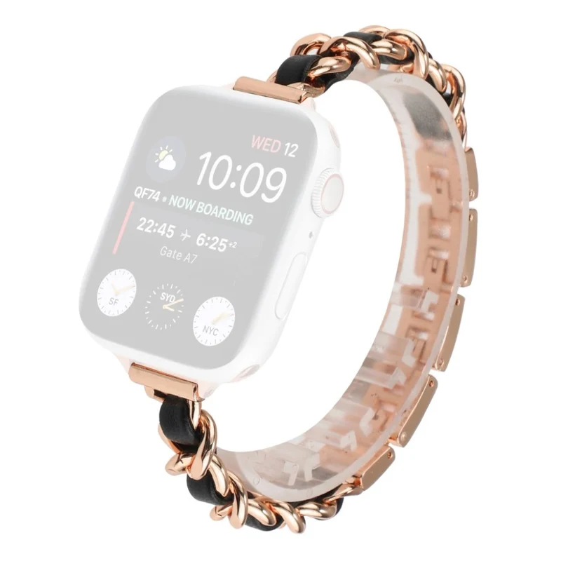 Exquisit Universell Apple Metall und Kunstleder armband