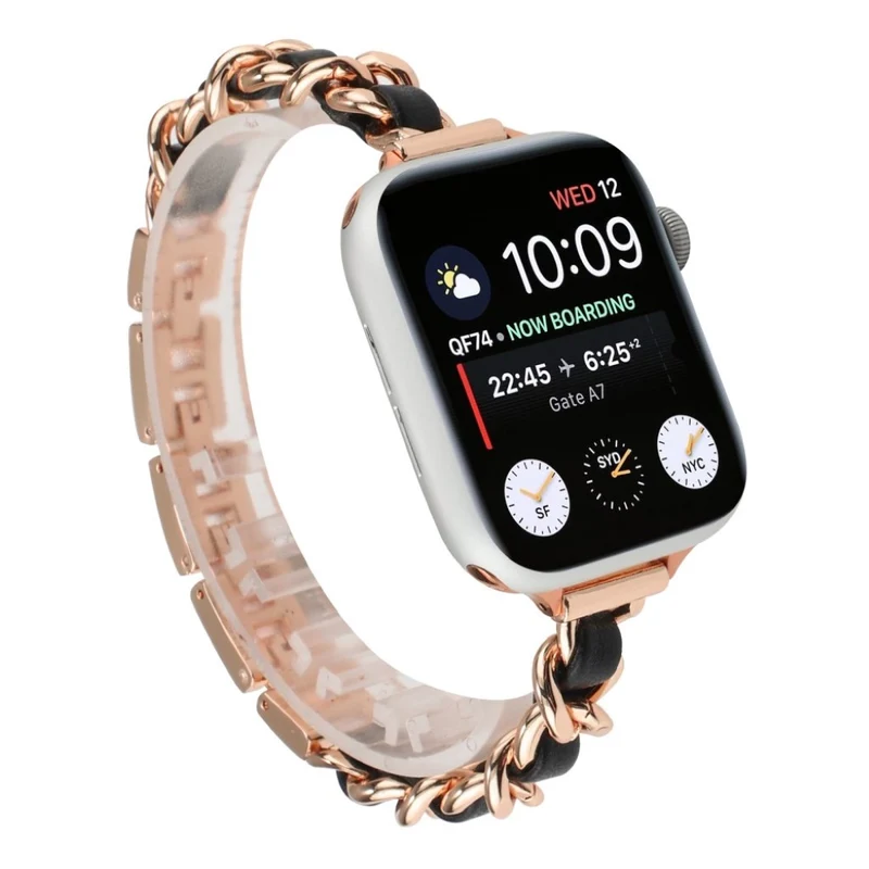 Exquisit Universell Apple Metall und Kunstleder armband