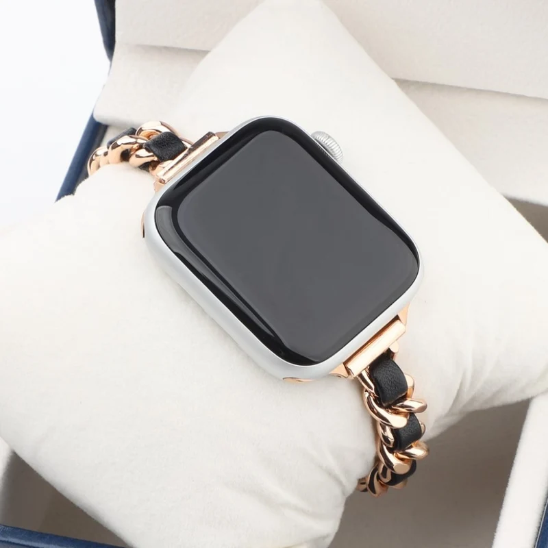 Exquisit Universell Apple Metall und Kunstleder armband
