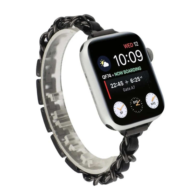 Exquisit Universell Apple Metall und Kunstleder armband