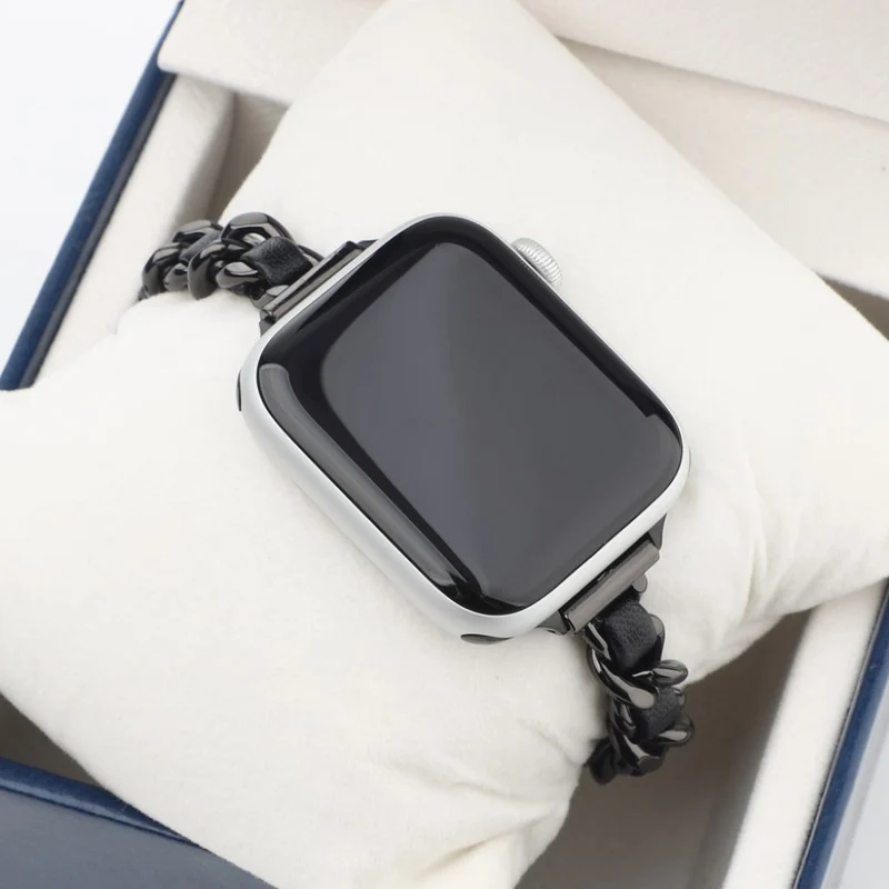 Exquisit Universell Apple Metall und Kunstleder armband
