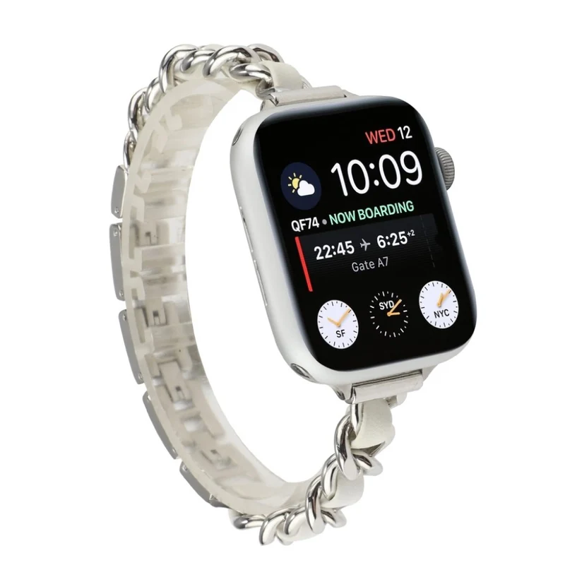Exquisit Universell Apple Metall und Kunstleder armband
