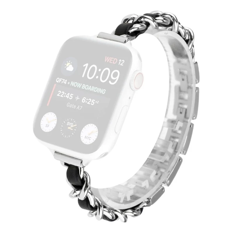 Exquisit Universell Apple Metall und Kunstleder armband