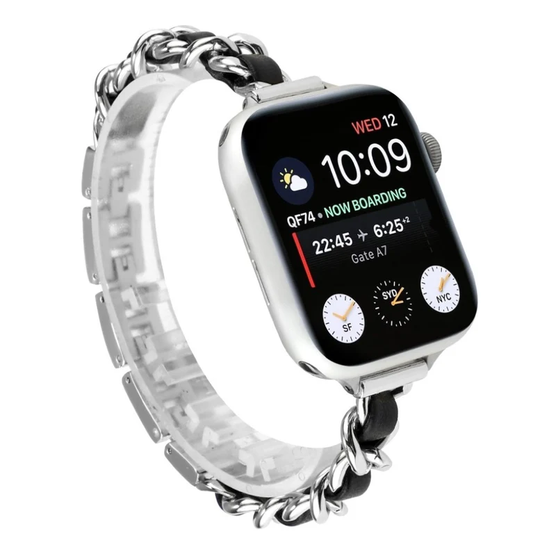 Exquisit Universell Apple Metall und Kunstleder armband