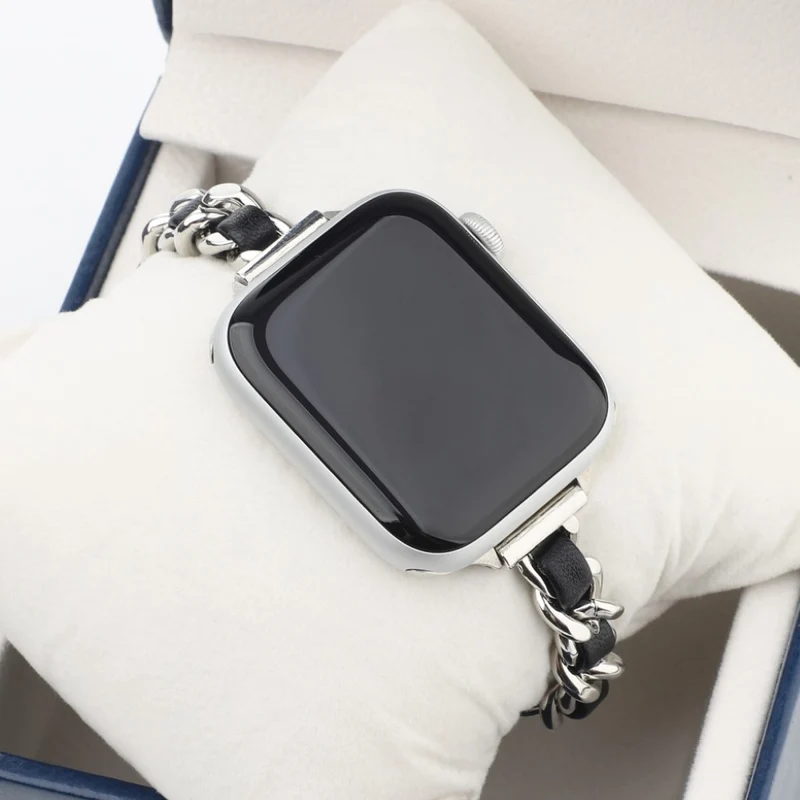 Exquisit Universell Apple Metall und Kunstleder armband