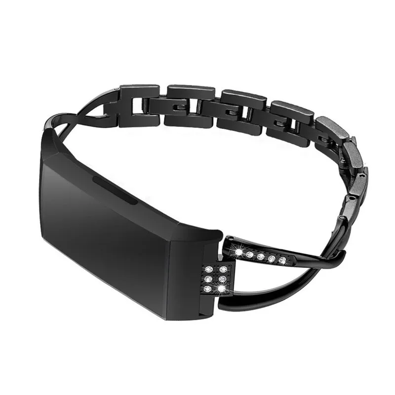 Mega haltbar Fitbit Charge 3 Metall und Strass armband