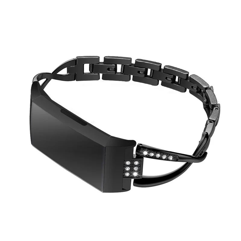 Mega haltbar Fitbit Charge 3 Metall und Strass armband