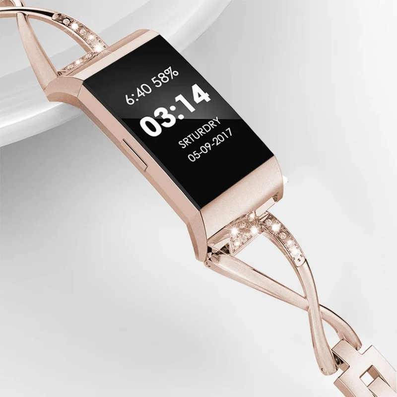 Mega haltbar Fitbit Charge 3 Metall und Strass armband