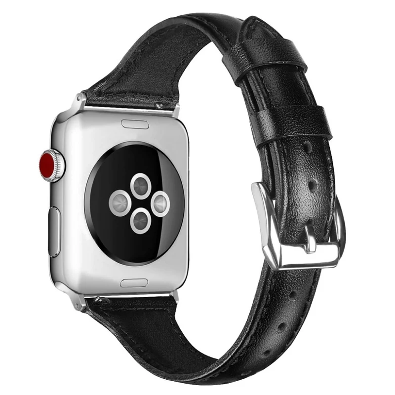 Apple Watch Series 5 44mm Echtes Leder und Silikon / TPU armband