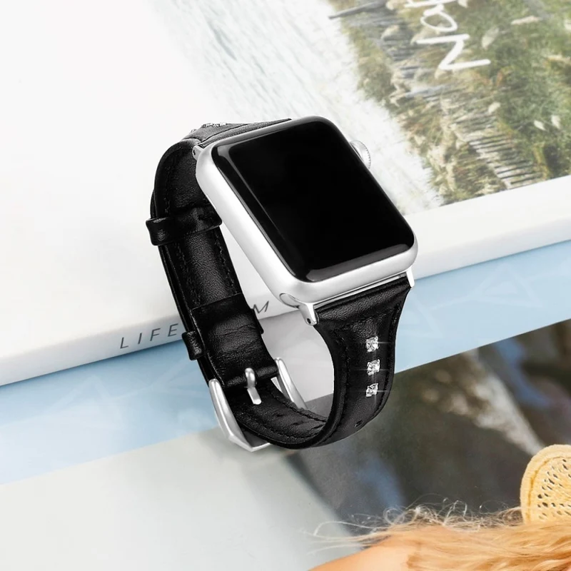 Apple Watch Series 5 44mm Echtes Leder und Silikon / TPU armband